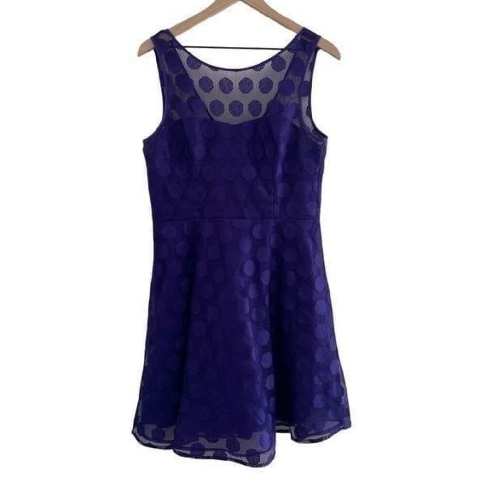 Betsey Johnson Size 10 Purple Polka Dot Cocktail Dress Fit & Flare Party